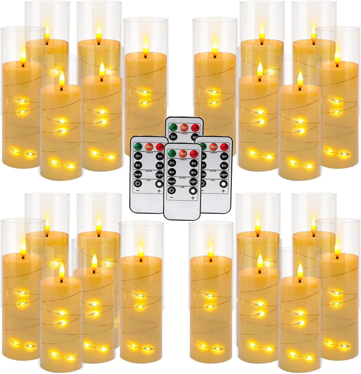 YOROXRG Solar flameless Candles Outdoor Waterproof,Dusk to Dawn Outdoor Lighting, Flickering fameless Reusable LED Light Candles for Lantern Garden Camping and Home Decor, 3D Wick (3"X6") Set of 2