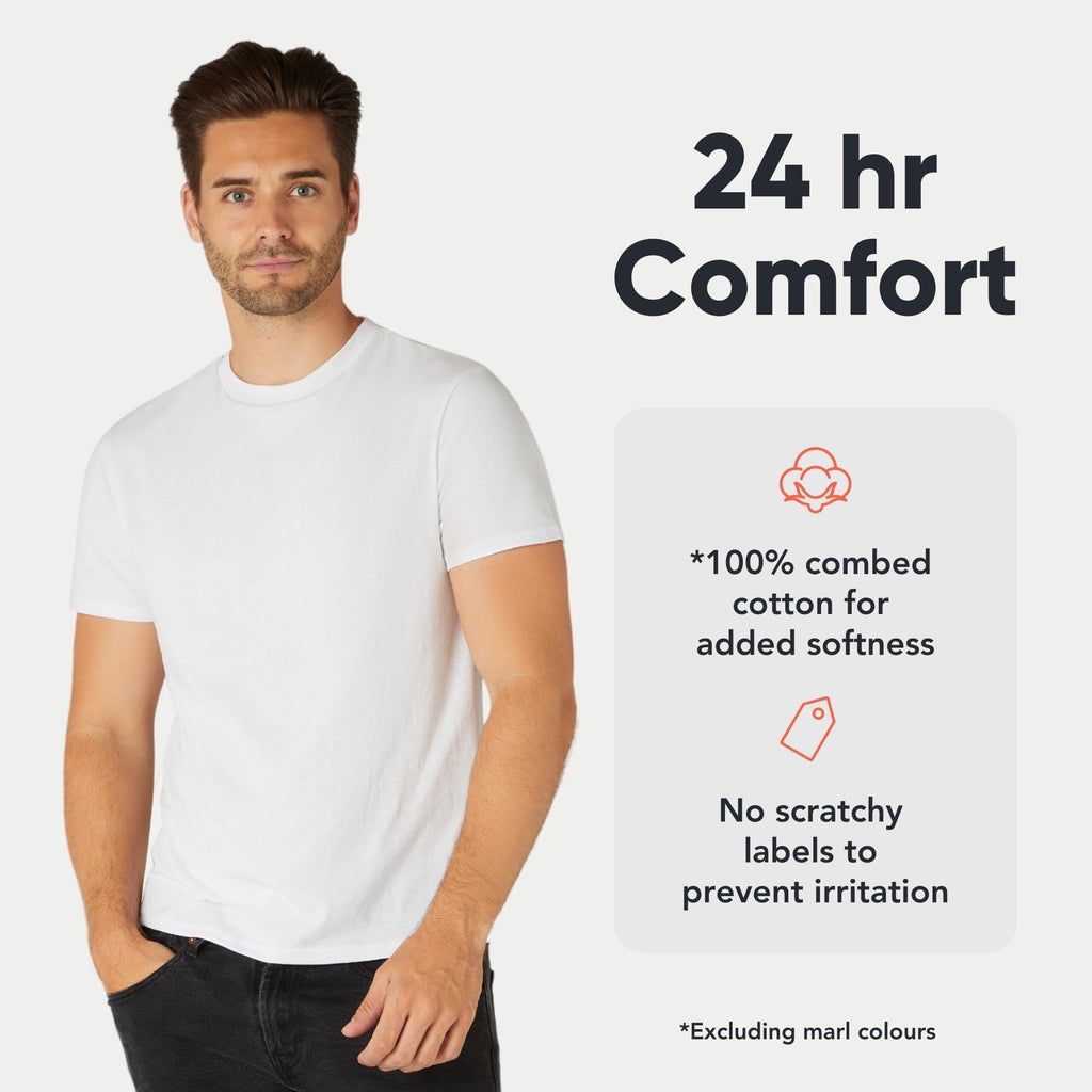 FM London 3/5 Pack Mens T Shirt, Premium Weight, 100% Cotton & Super Soft