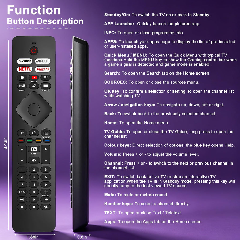 Replacement TCL TV Remote Control RC802N for TCL Android & LCD LED 4K Smart TVs: 32DS520, 40S6000FS, 49S6000FS, 49DP600, F43S5916, 50DP600, H32S5916, U49P6016, U55P6006 – No Setup Required