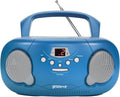 Groov-e Original Boombox - Portable CD Player with Bluetooth, Radio, 3.5mm Aux Port, & Headphone Socket - LED Display, 2 x 1.2W Speakers - Battery or Mains Powered - Blue