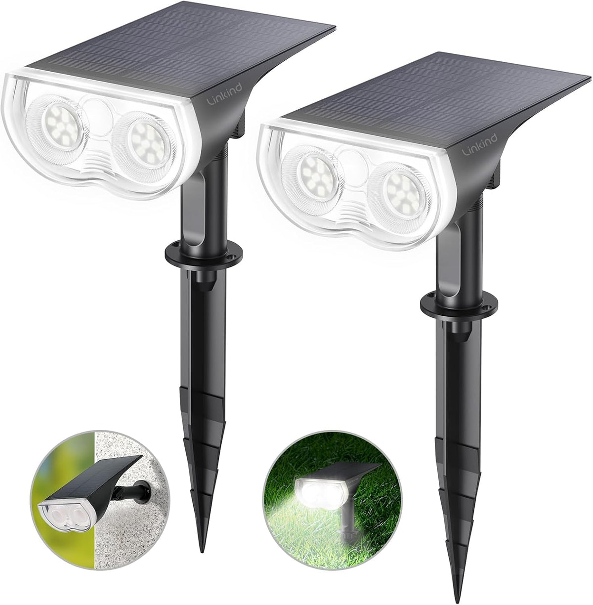 Linkind Halloween Solar Lights Outdoor Spotlight Waterproof RGB 2 Pack
