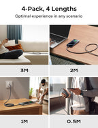LISEN USB C to USB C Cable Charger 60W 4-Pack [0.5/1/2/2M] USBC to USBC