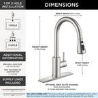 FORIOUS Kitchen Faucet with Cup Washer, Pull Down Sprayer, Brushed Nickel