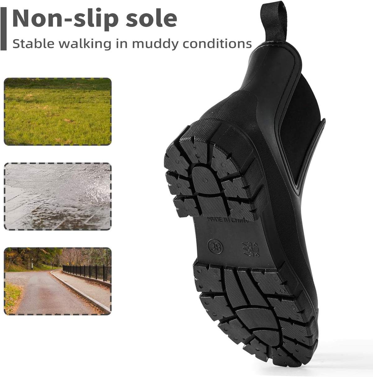 DRECAGE Wellies Boots Women Waterproof Short Chelsea Fashion Ladies Comfortable Rain Boots Outdoors Garden Walking