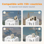 TESSAN Universal Travel Adapter Worldwide with 2 USB C and 2 USB A Ports