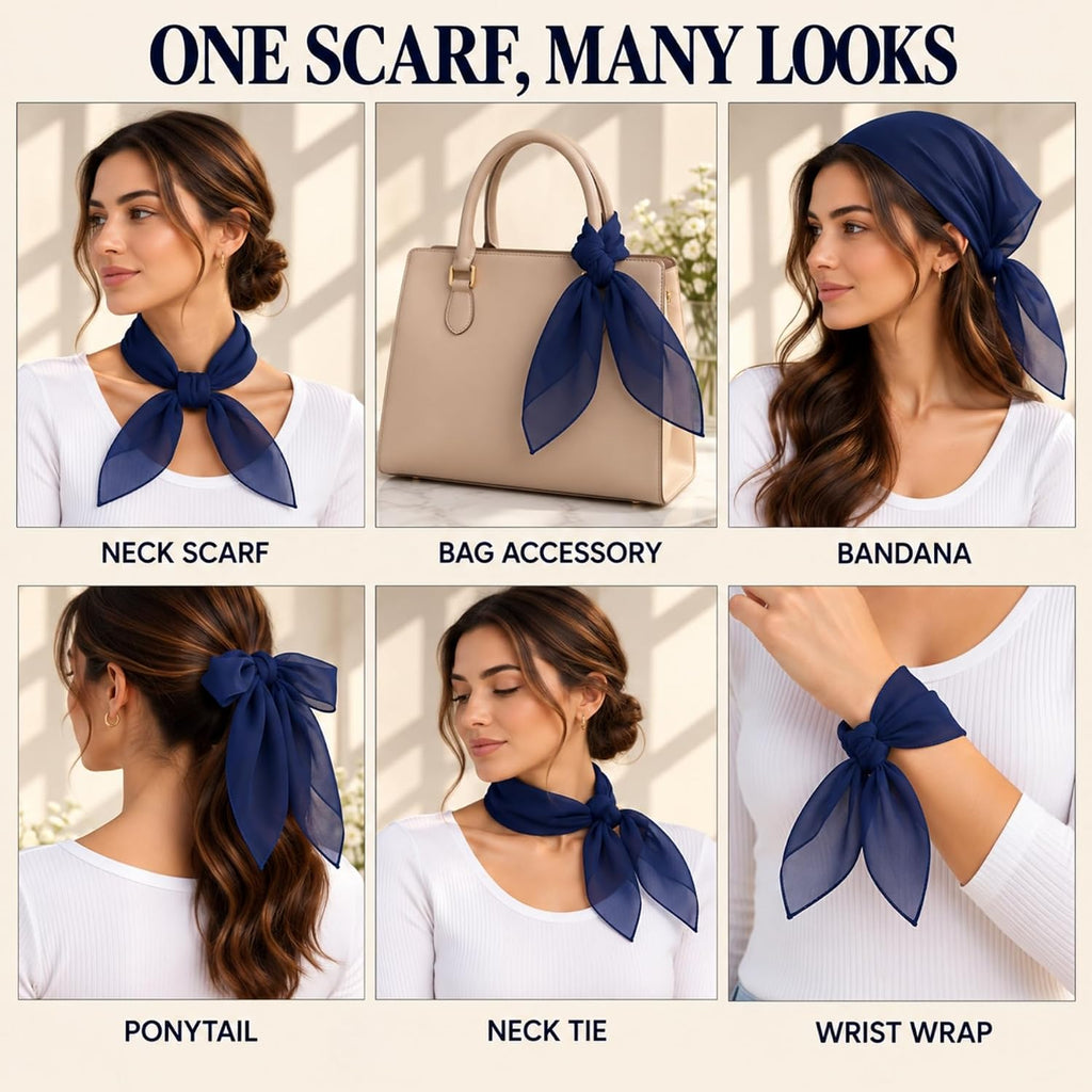 WESTEND CHOICE Square Chiffon Scarves Women's Neck Scarf 50s Retro Bandana
