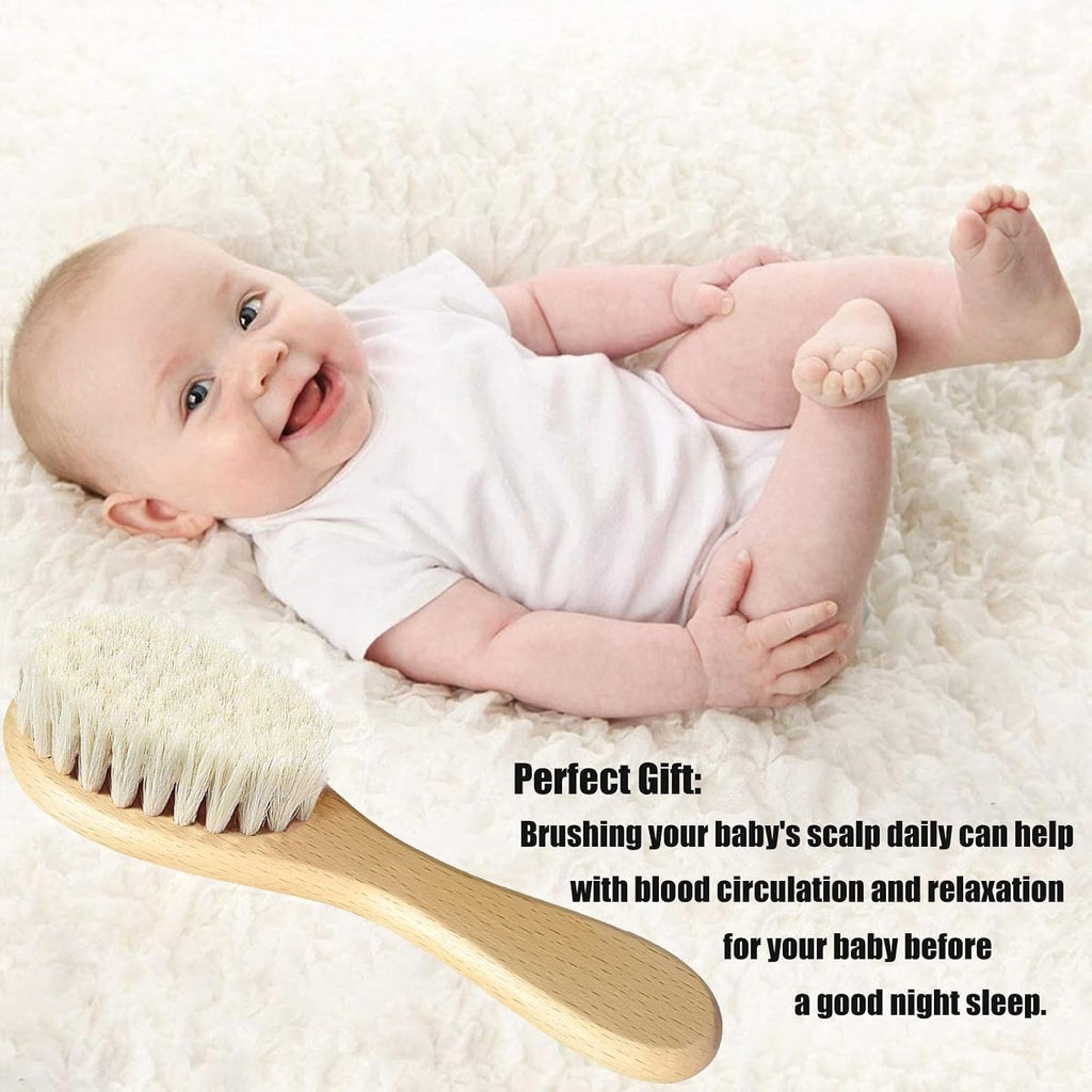 Baby Hair Brush with Wooden Handle and Super Soft Goat Bristles for Newborns, Infant, Toddlers, Kids