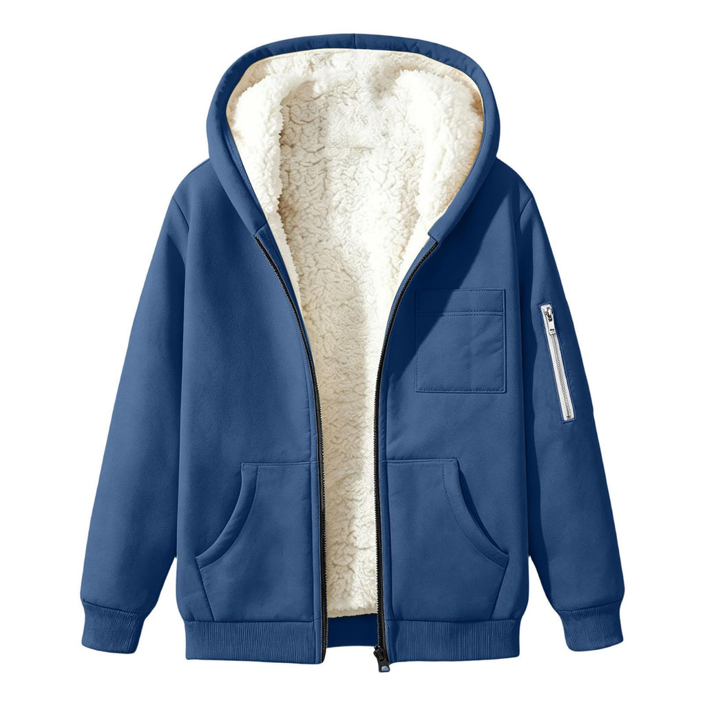 Womens Teddy Fleece Hoodies Sherpa Lined Fuzzy Jacket with Pockets Full Zip Hooded Sweatshirts Ladies Fall Winter Warm Jumper Coat Outwear Thermal Outfits Clothing