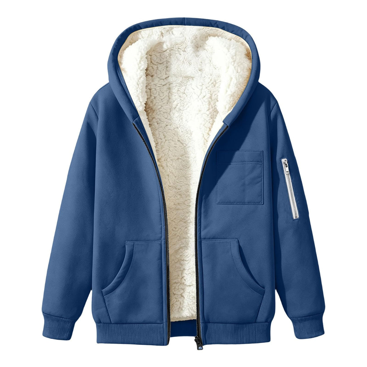 Womens Teddy Fleece Hoodies Sherpa Lined Fuzzy Jacket with Pockets Full Zip Hooded Sweatshirts Ladies Fall Winter Warm Jumper Coat Outwear Thermal Outfits Clothing