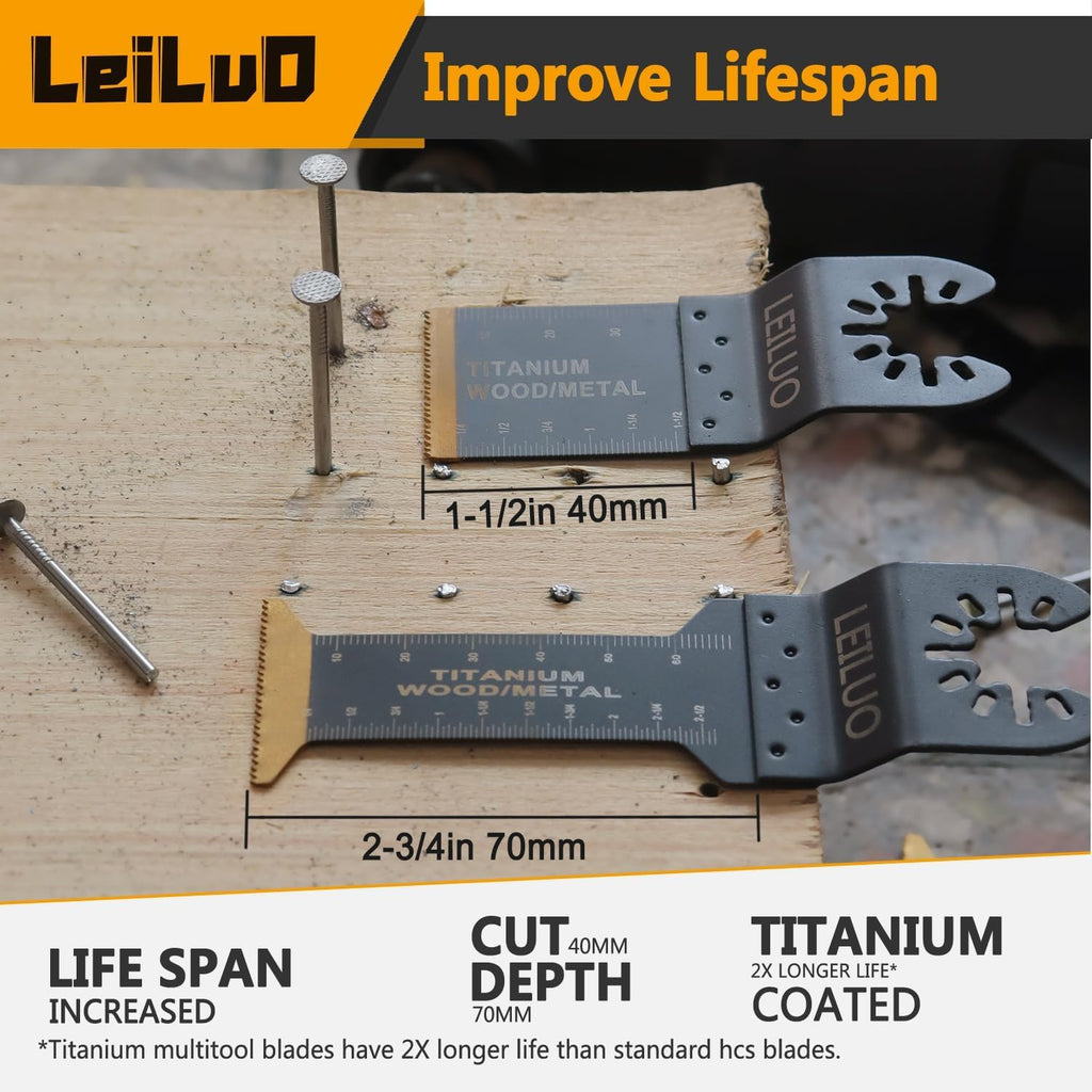 LEILUO 32Pcs Oscillating Tool Blades Wood Metal Multitool Blades Set