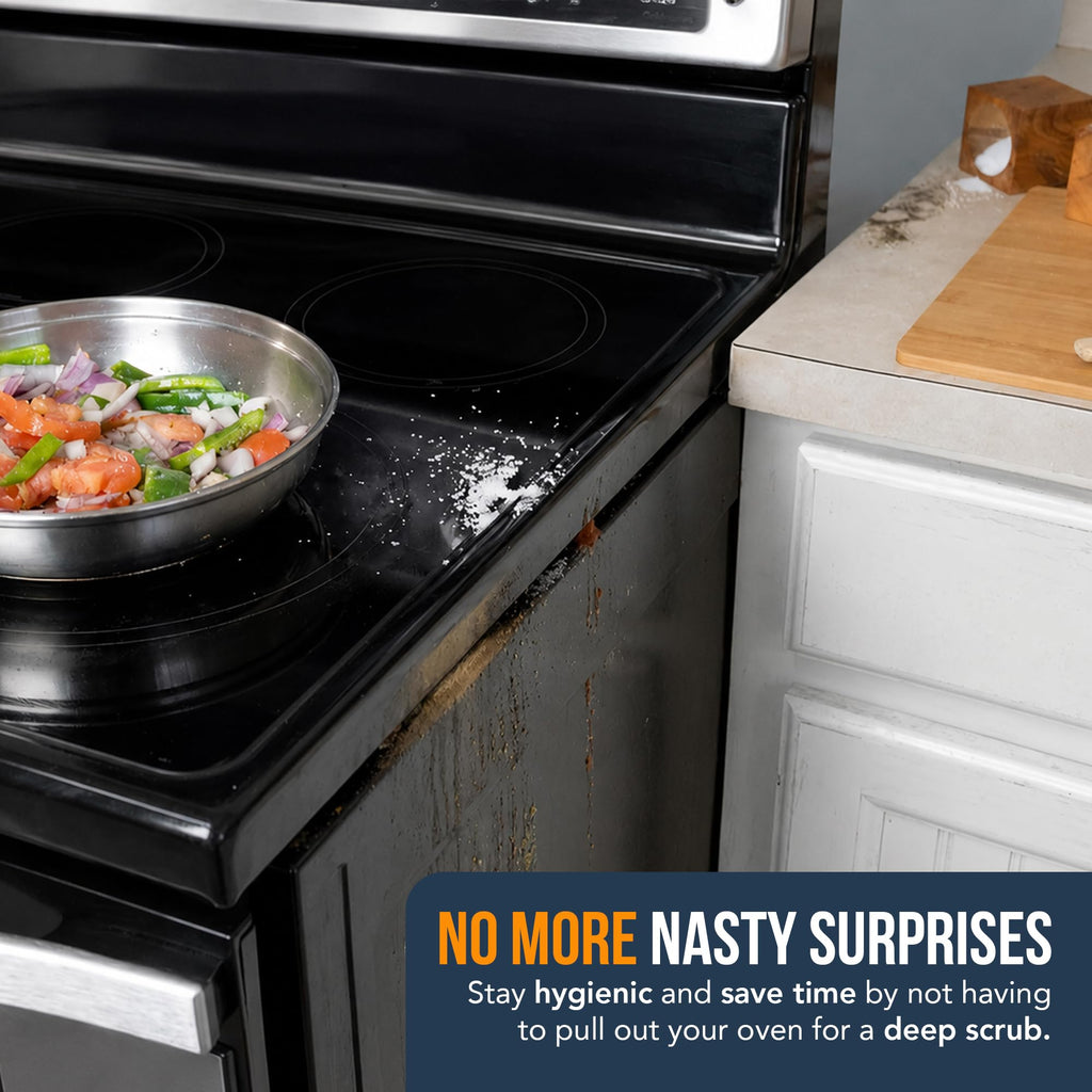 Linda’s Essentials Silicone Stove Gap Covers (2 Pack), Heat Resistant Oven Gap Filler Seals Gaps Between Stovetop and Counter, Easy to Clean Stove Gap Guard (21 Inches, Black)