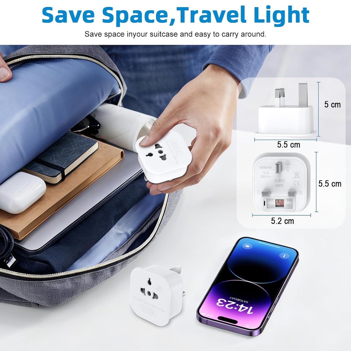 European to UK Plug Adapter US to UK Power Adaptor,US to UK Travel Adapter,13A 250V World Global Appliance Converter for the Visitor from USA, EU, Australia, Thailand, Canada, Japan,China.