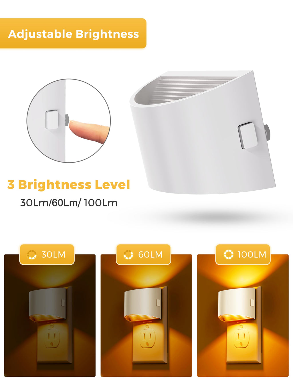 L LOHAS LED Night Lights Plug into Wall, Dimmable Night Light 2 Pack