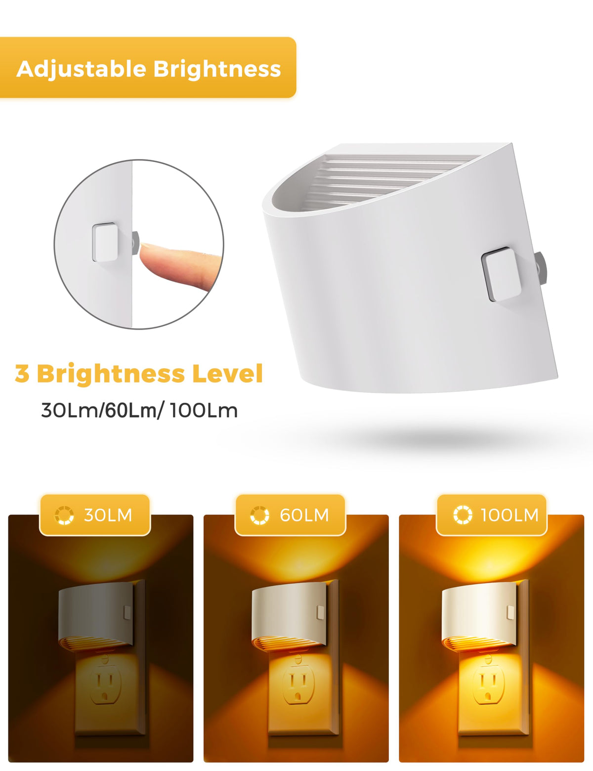 L LOHAS LED Night Lights Plug into Wall, Dimmable Night Light 2 Pack