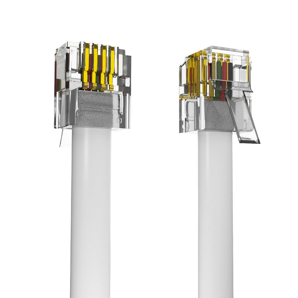 ASNQ High Speed Broadband RJ11 to RJ11 Cable for Landline Telephone, Router, Modem to RJ11 Phone Socket or Microfilter - ADSL Cable 5m with OFC Wires and PVC Cover - Internet DSL Cable - Flat, White