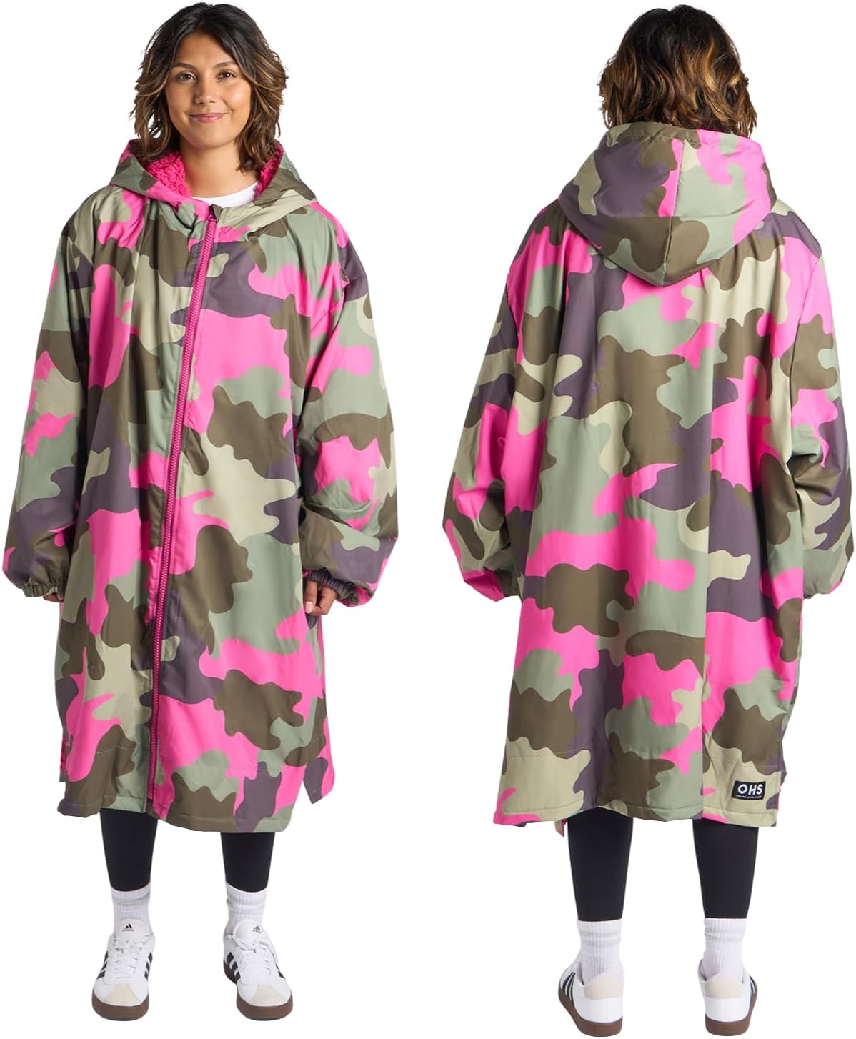 OHS Adults Drying Robe, Water-Resistant Changing Robe Gifts for Women Comfy Sherpa Privacy Robes for Women Men, Stay Dry Jacket Swimming Camping Drying Robes - S/M, L/XL