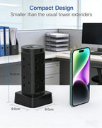 Tower Extension Lead with USB Slots, 8 Way Multi Plug Extension Tower &4USB