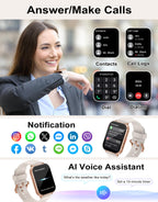 RUIMEN Smart Watch Answer Dial Call,Smart Watches for Women Men 1.85" HD Screen Fitness watch with SpO2 Heart Rate Sleep Monitor Step Counter Waterproof 100+ Sports Mode for Android iOS (2 Bands)
