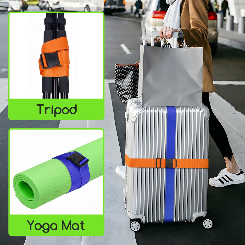 WISYOK Luggage Straps Extended, 4 Pack, 130-250cm Adjustable, Pink SkyBlue