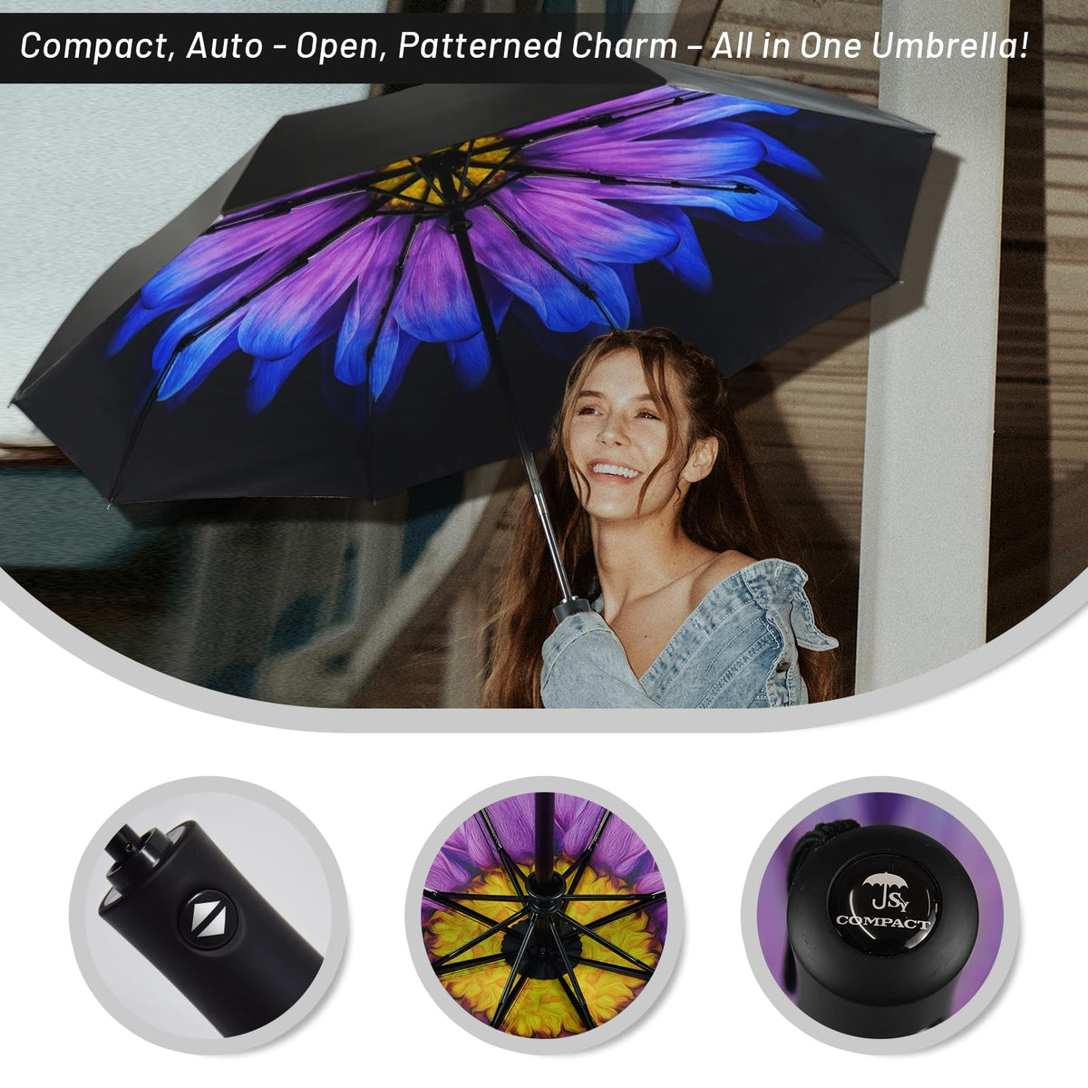 SY COMPACT Travel Umbrella Windproof Automatic Unbreakable UV Protection