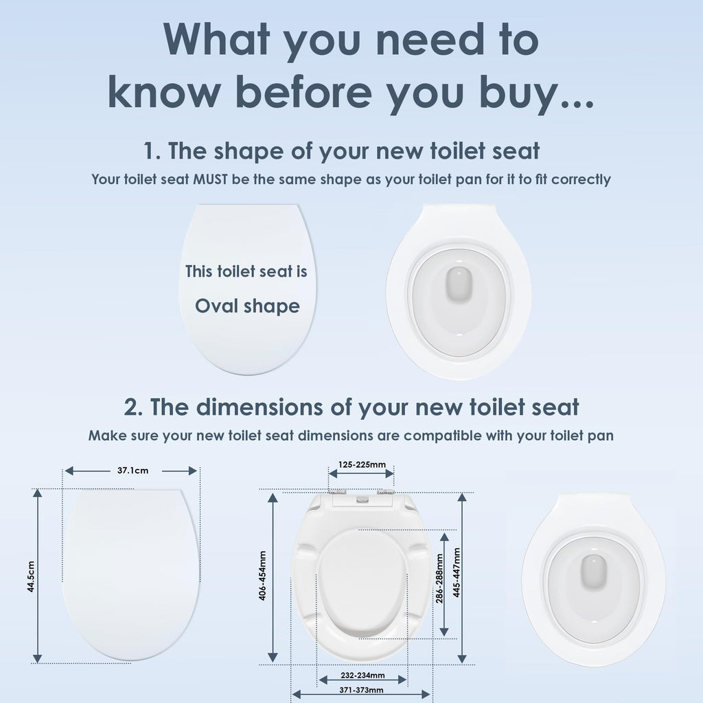 AQUALONA® Premium Thermoplastic Toilet Seat Soft Close Hardwearing Seat with Two Button Hinge Release D Shaped Easy to Clean Simple Installation Top and Bottom Fittings (Blue - D Shape)
