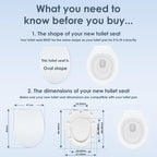 AQUALONA® Premium Thermoplastic Toilet Seat Soft Close Hardwearing Seat with Two Button Hinge Release D Shaped Easy to Clean Simple Installation Top and Bottom Fittings (Blue - D Shape)
