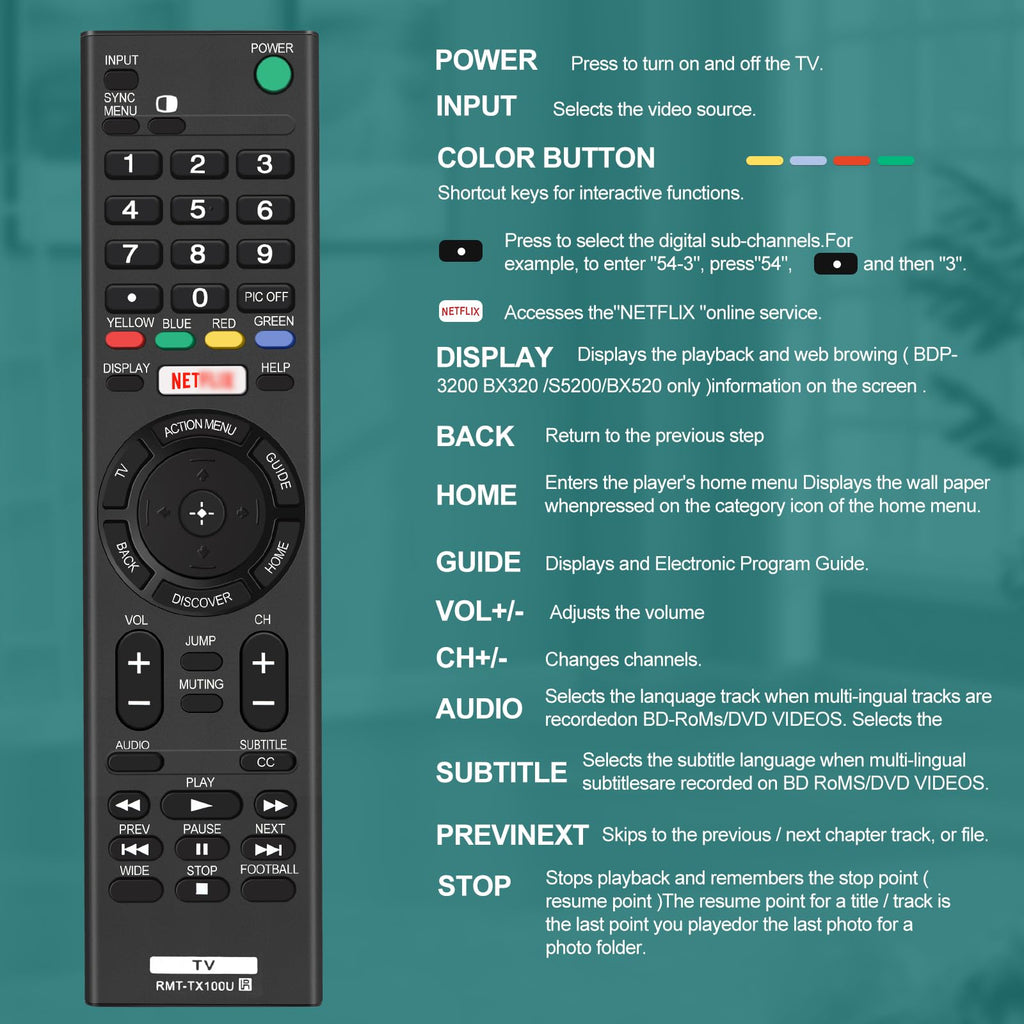 Samsung Universal TV Remote Control – Samsung TV Remote Replacement with Netflix, Prime Video, Rakuten Buttons for All S amsung LED QLED UHD 4K 8K Smart TVs