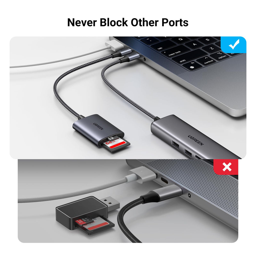 UGREEN SD Card Reader, USB C 312MB/S Card Adapter with Dual-Slot for TF/SD