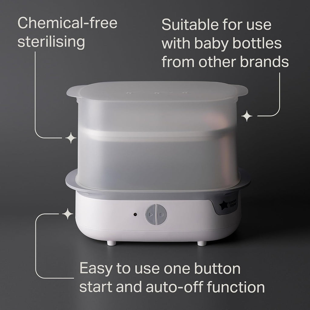 Tommee Tippee Electric Steam Baby Bottle Steriliser 5-Minute Cycle White