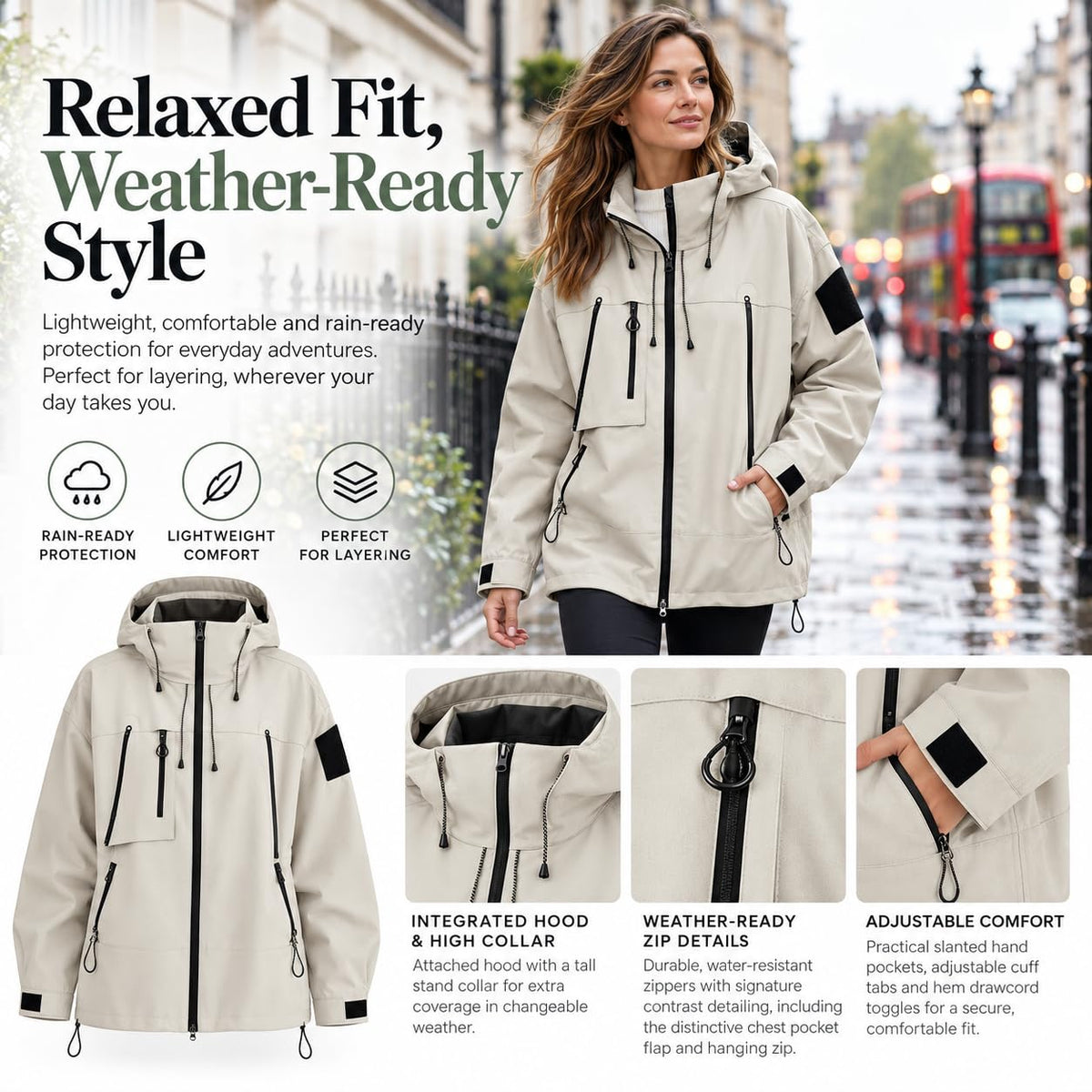 Waterproof Jackets Lightweight Raincoats for Women Windbreaker Coats