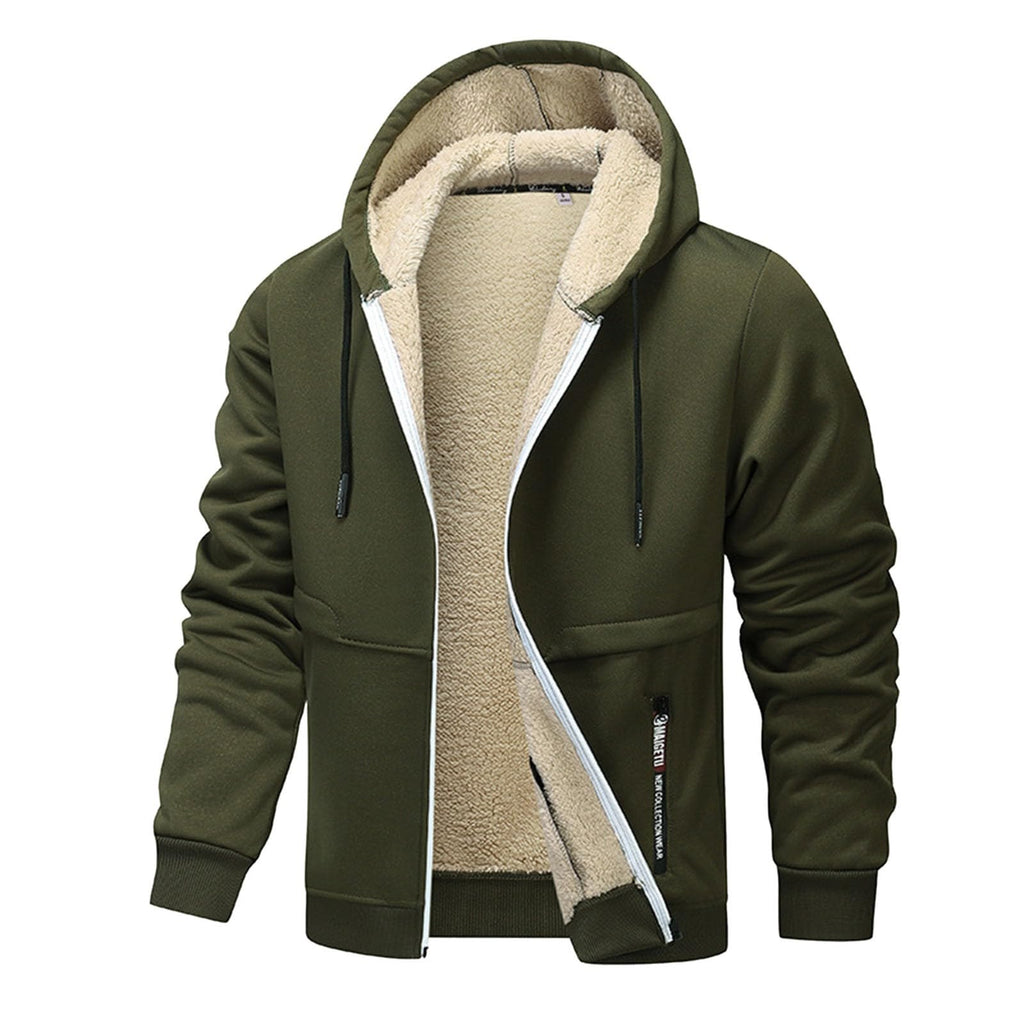 Teddy Fleece Men Hoodie Fleecing Lined Fuzzy Jacket with Pockets Full Zip Hooded Adjustable Sweatshirts Warm Parka Jackets Sherpa Ski Jackets Thermal Cardigan Jumper Coats Winter Outerwear Clothing