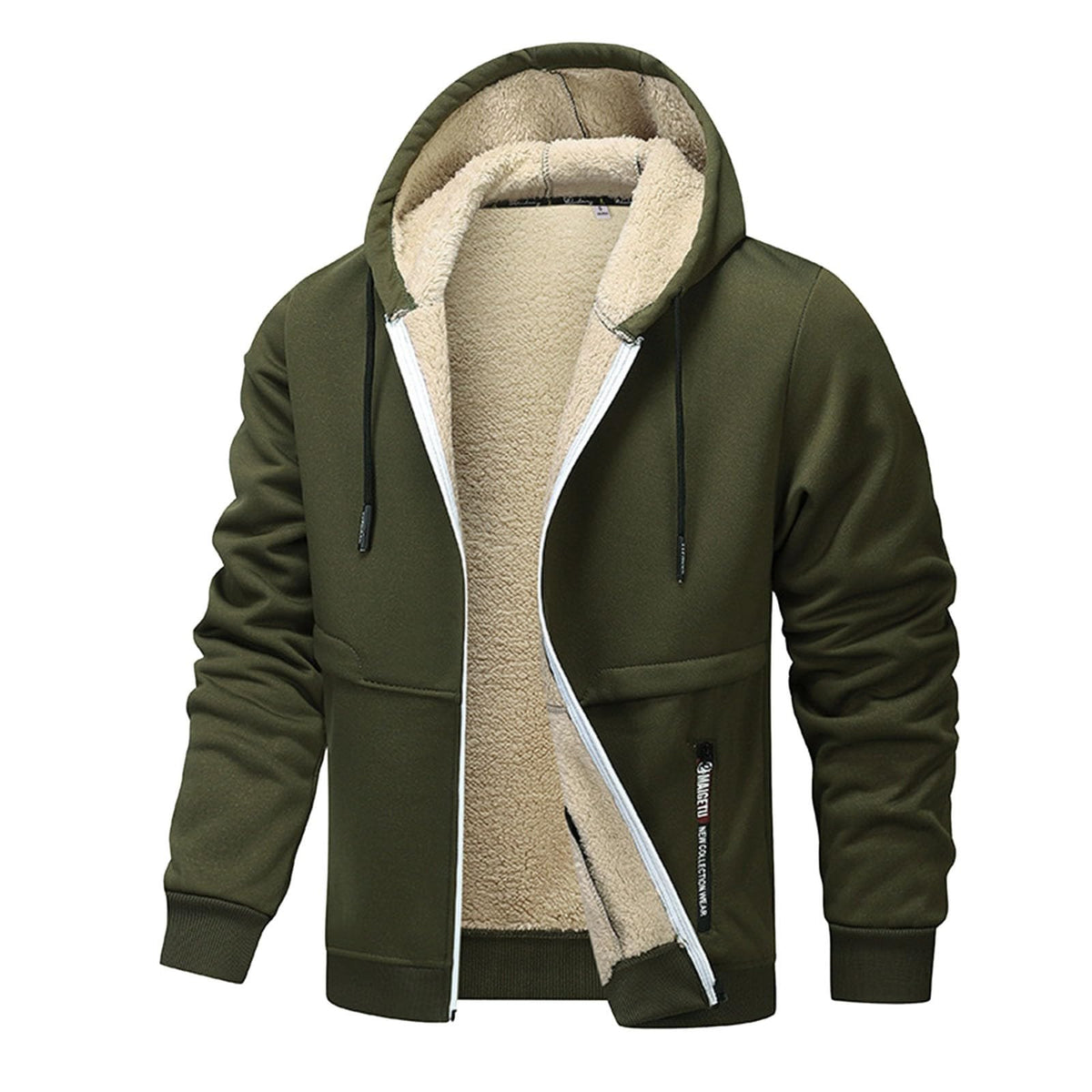 Teddy Fleece Men Hoodie Fleecing Lined Fuzzy Jacket with Pockets Full Zip Hooded Adjustable Sweatshirts Warm Parka Jackets Sherpa Ski Jackets Thermal Cardigan Jumper Coats Winter Outerwear Clothing