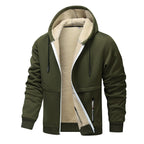 Teddy Fleece Men Hoodie Fleecing Lined Fuzzy Jacket with Pockets Full Zip Hooded Adjustable Sweatshirts Warm Parka Jackets Sherpa Ski Jackets Thermal Cardigan Jumper Coats Winter Outerwear Clothing