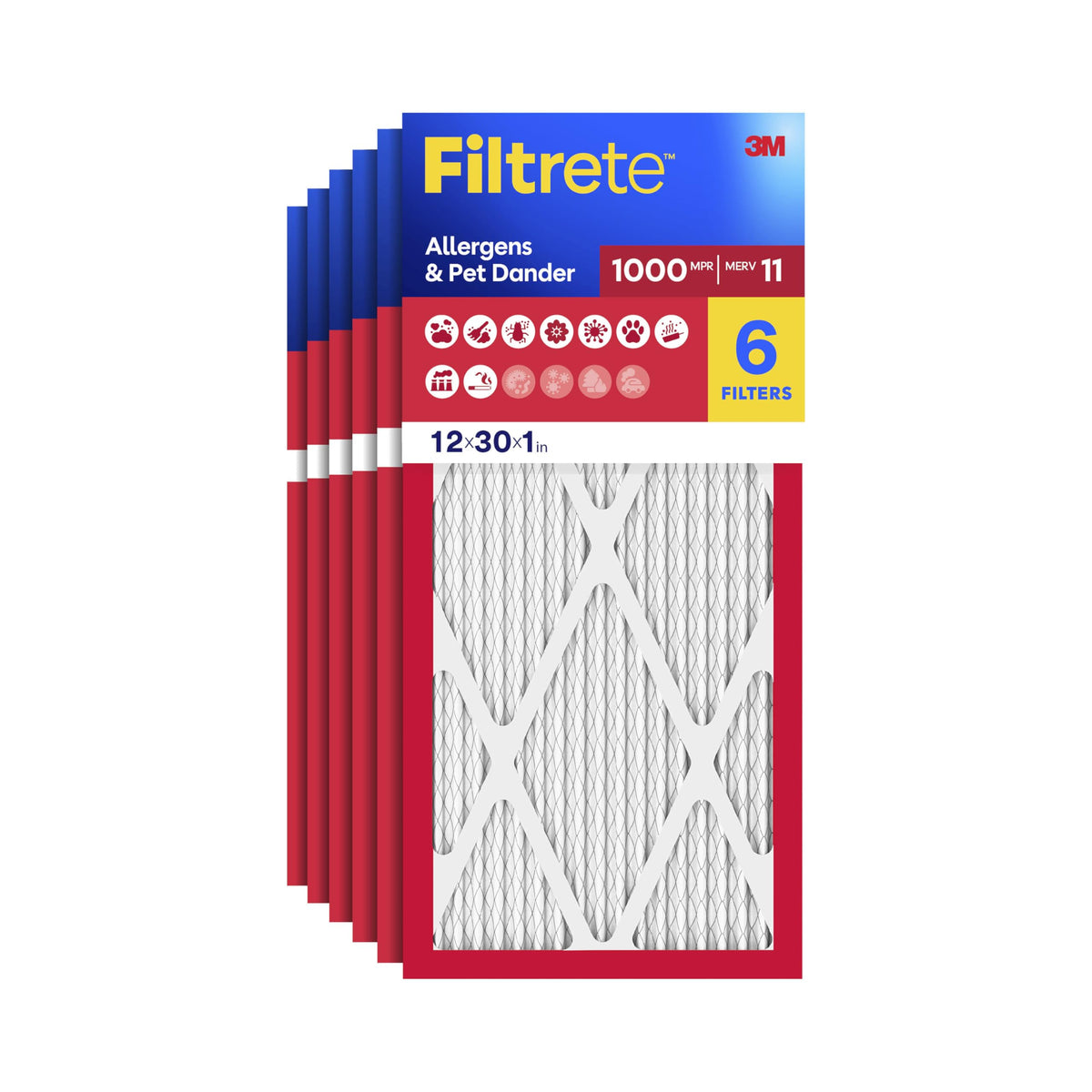 Filtrete 20x25x1 Air Filter, MERV 11, MPR 1000, 6 HVAC Filters