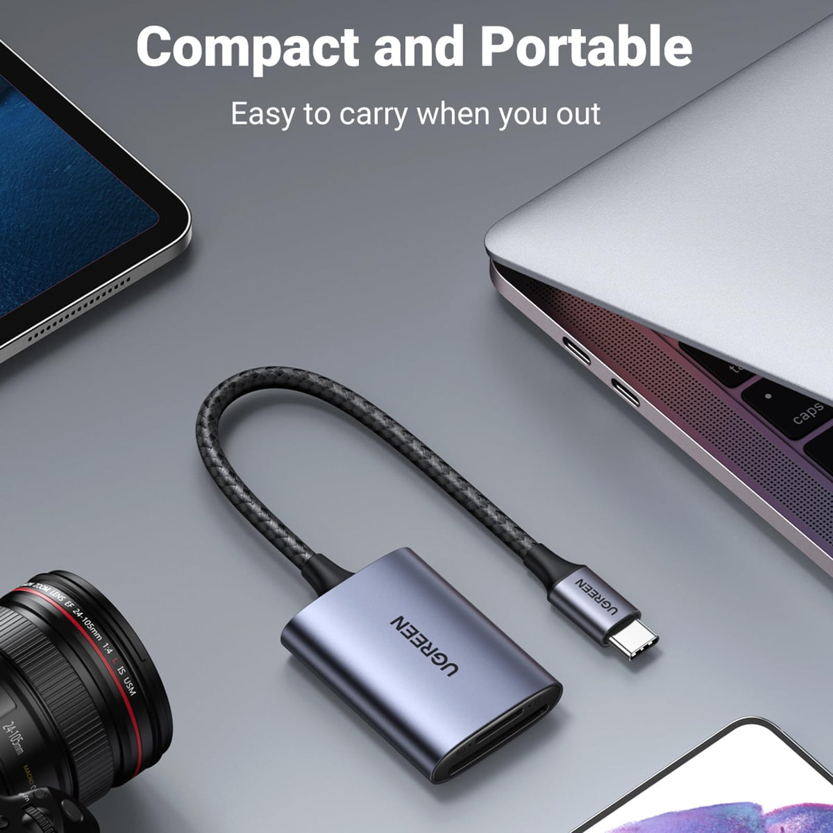 UGREEN SD Card Reader, USB C 312MB/S Card Adapter with Dual-Slot for TF/SD