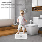 Rainberg Step Stool for Kids, Sturdy Double Step Stool for Toddlers, Anti-Slip Stool, Toddler's Stool for Potty Training and Use in the Kitchen and Bathroom Easy to Clean and Portable (Grey, 1)
