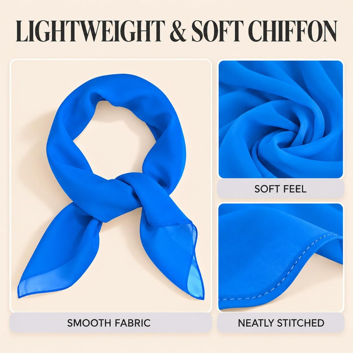 WESTEND CHOICE Square Chiffon Scarves Women's Neck Scarf 50s Retro Bandana