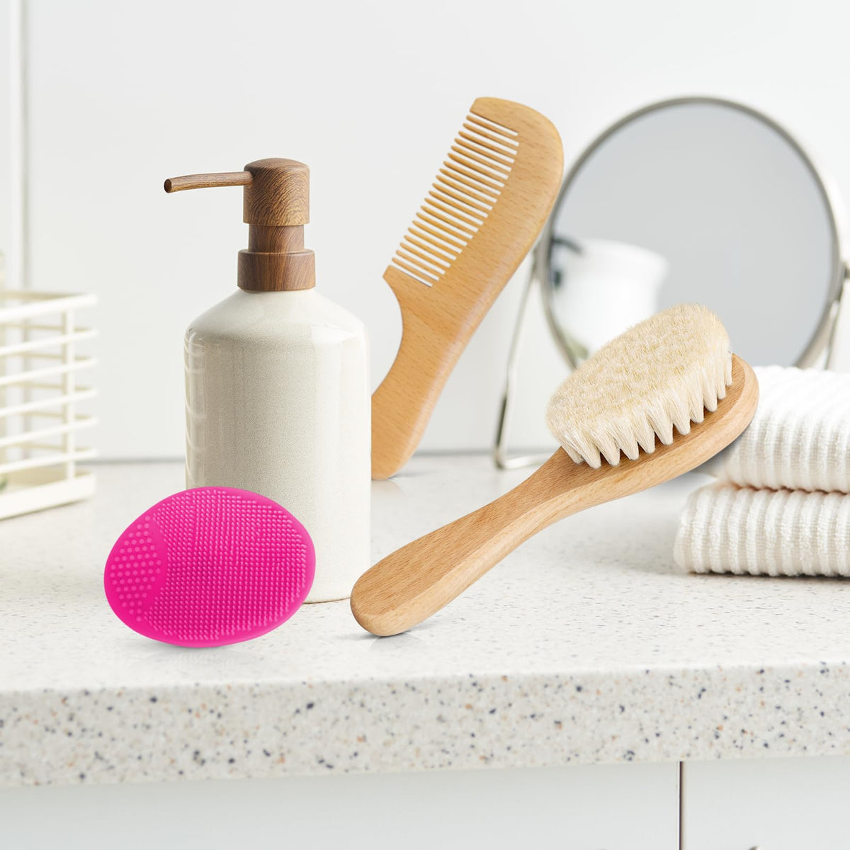 Baby Hair Brush with Wooden Handle and Super Soft Goat Bristles for Newborns, Infant, Toddlers, Kids
