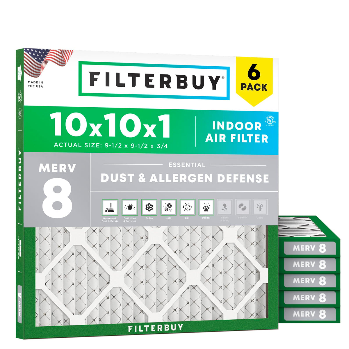 Filterbuy 30x32x1 Air Filter MERV 8 Dust & Allergy Defense (6-Pack)