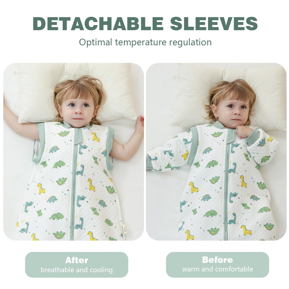 Baby Sleeping Bag with Feet, 2.0 Tog, Removable Sleeves 6-18 months