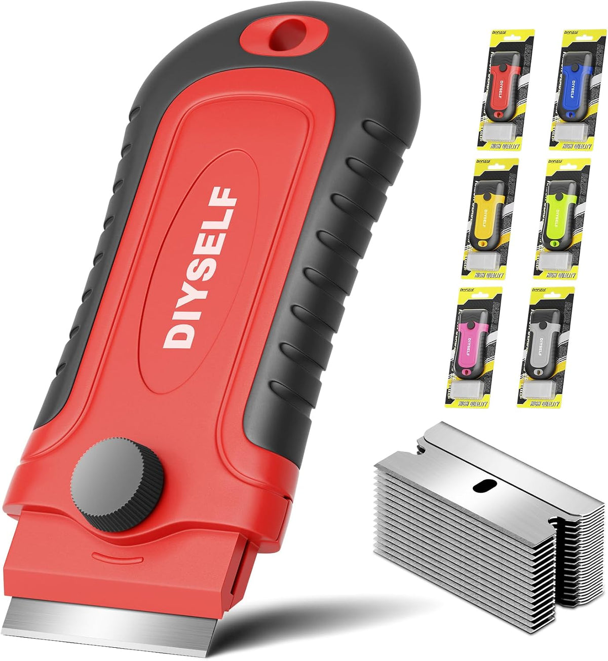 DIYSELF 1 Pack Razor Blade Scraper with 15 Extra Blades, Scraper Tool