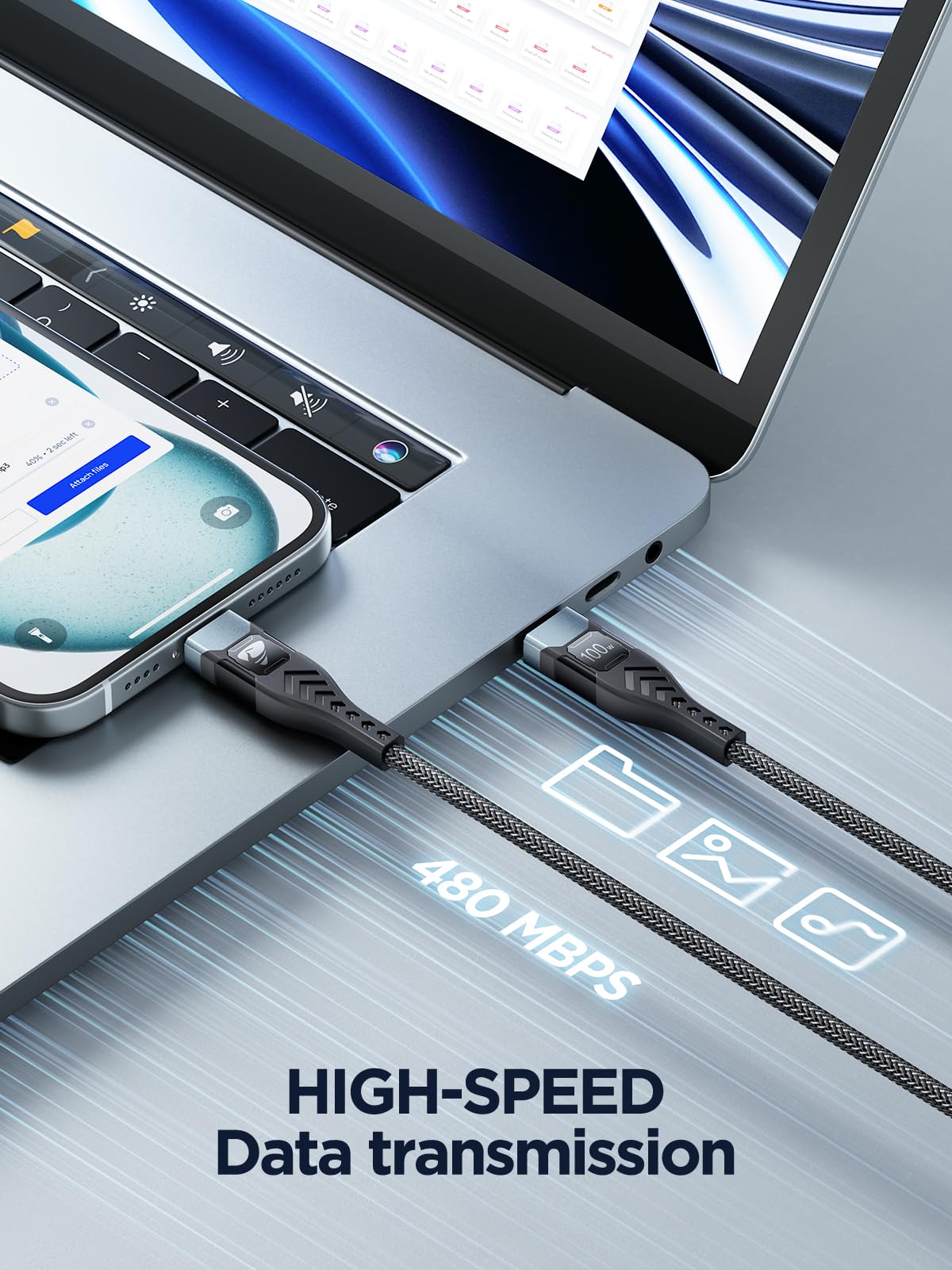 USB C to USB C, 100W 5A Fast Charging Cable [2Pack/2M] USB Type C Charger Fast Charge Lead Usbc to Usbc Cable for iPhone 15 16 17 Pro Max Plus iPad Pro MacBook Samsung Galaxy S23 S22 S24 S25 Ultra etc