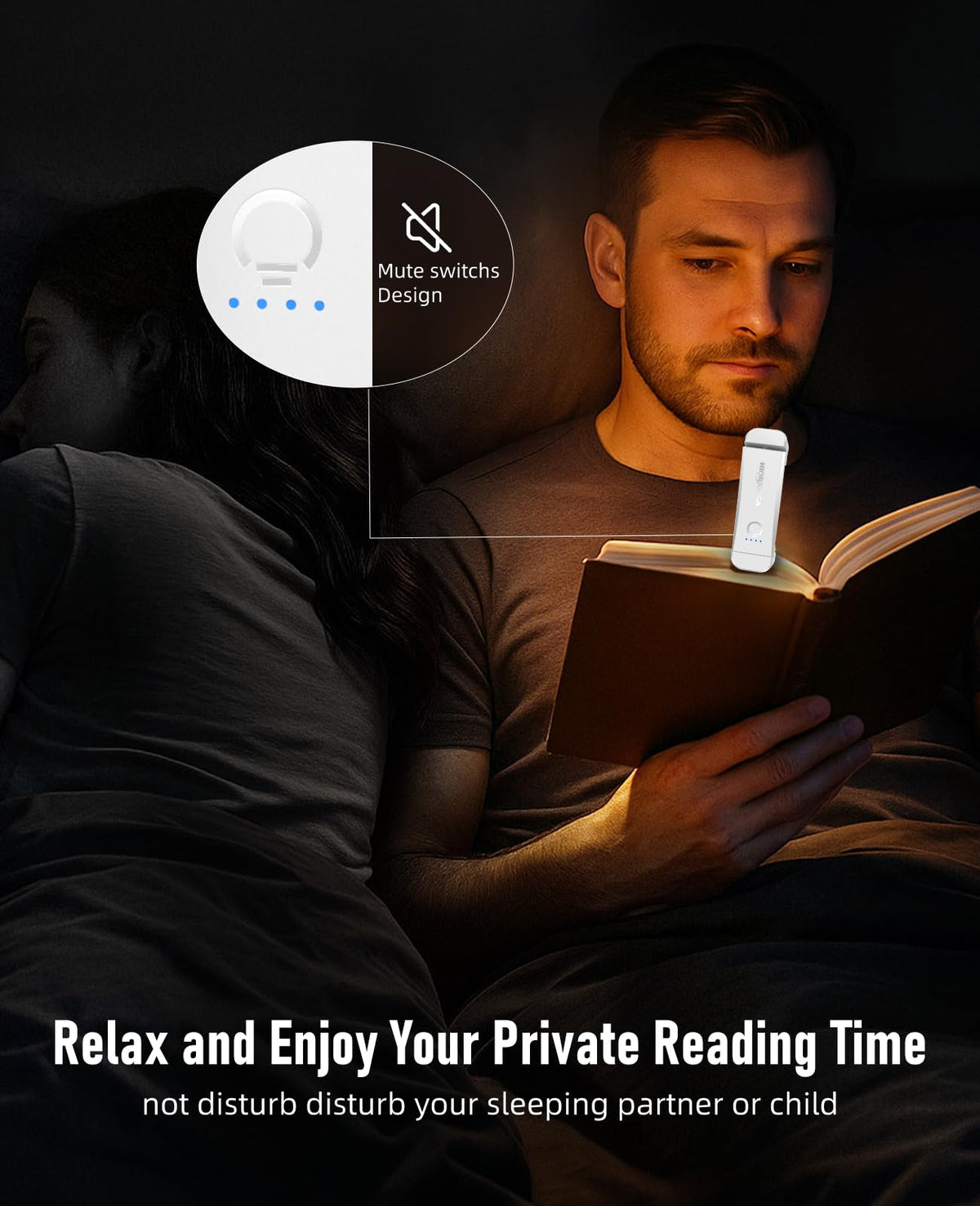 HIONXMGA Book Light,Rechargeable Reading Light for Books in Bed at Night