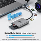 Acer USB-C SD Card Reader, High Speed Type-C Micro SD Card Adapter, USBC External Memory Card Reader SDXC, Micro SDXC Card, Compatible with MacBook Pro/Air, Acer Laptop, iPhone 16, Camera -Silver
