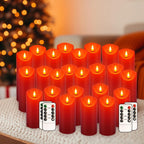 YOROXRG Solar flameless Candles Outdoor Waterproof,Dusk to Dawn Outdoor Lighting, Flickering fameless Reusable LED Light Candles for Lantern Garden Camping and Home Decor, 3D Wick (3"X6") Set of 2