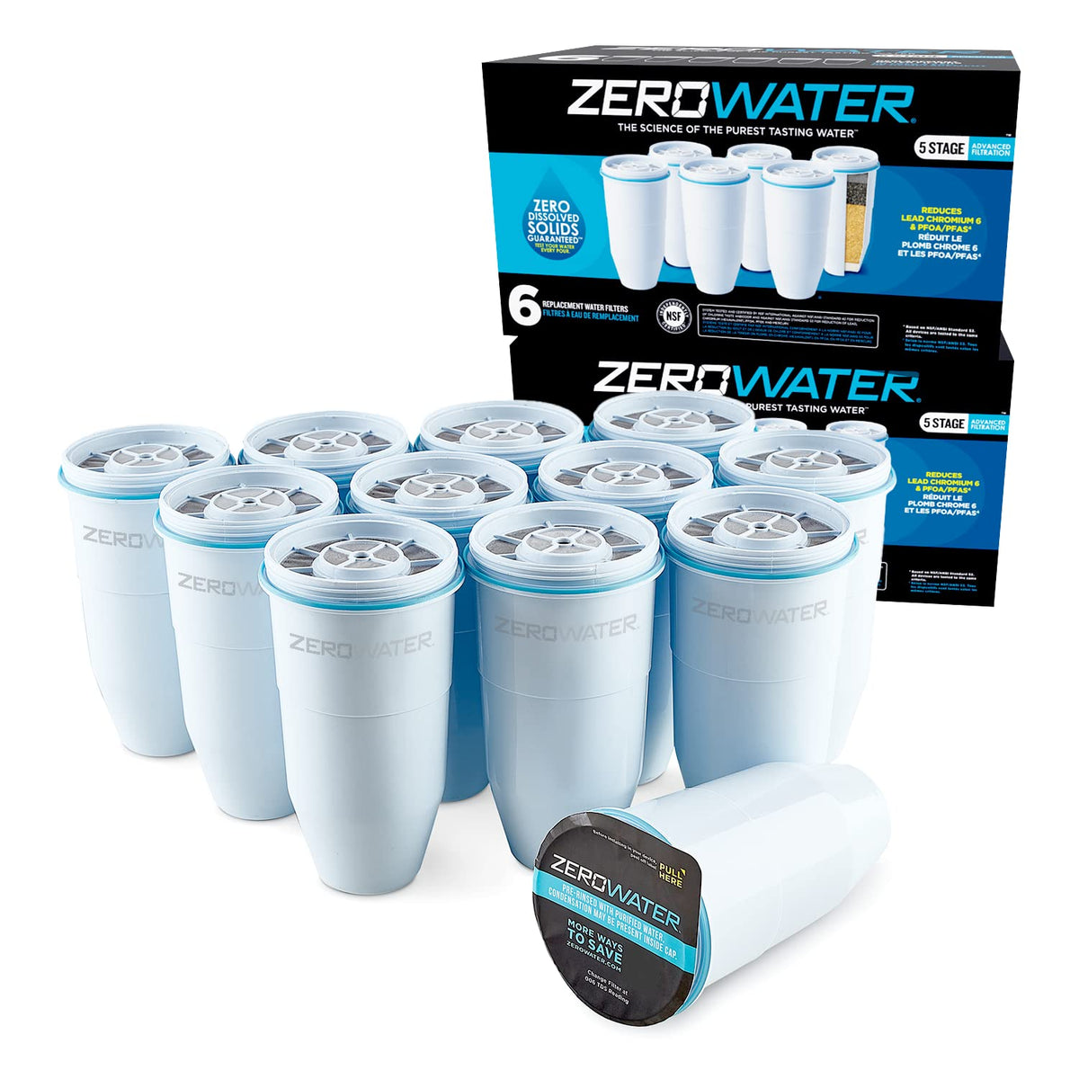 ZeroWater Official Replacement Water Filter Removes PFOA/PFOS 2-Pack