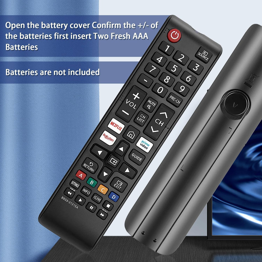 Smart Samsung Remote Controls For Smart Tv with Netflix, Prime Video, Rakuten Tv Buttons For All Samsung Tv Led Qled Uhd Frame Curved Solar Hdtv 3D 4K 8K Smart TVs, Universal Samsung Tv Remote