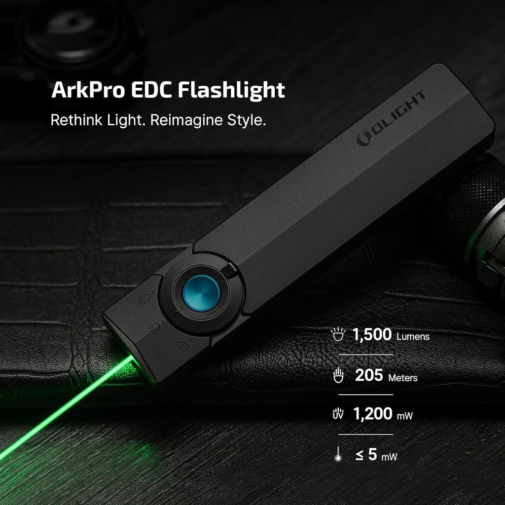 OLIGHT ArkPro EDC Flat Flashlight Rechargeable, Pocket Light, Black CW
