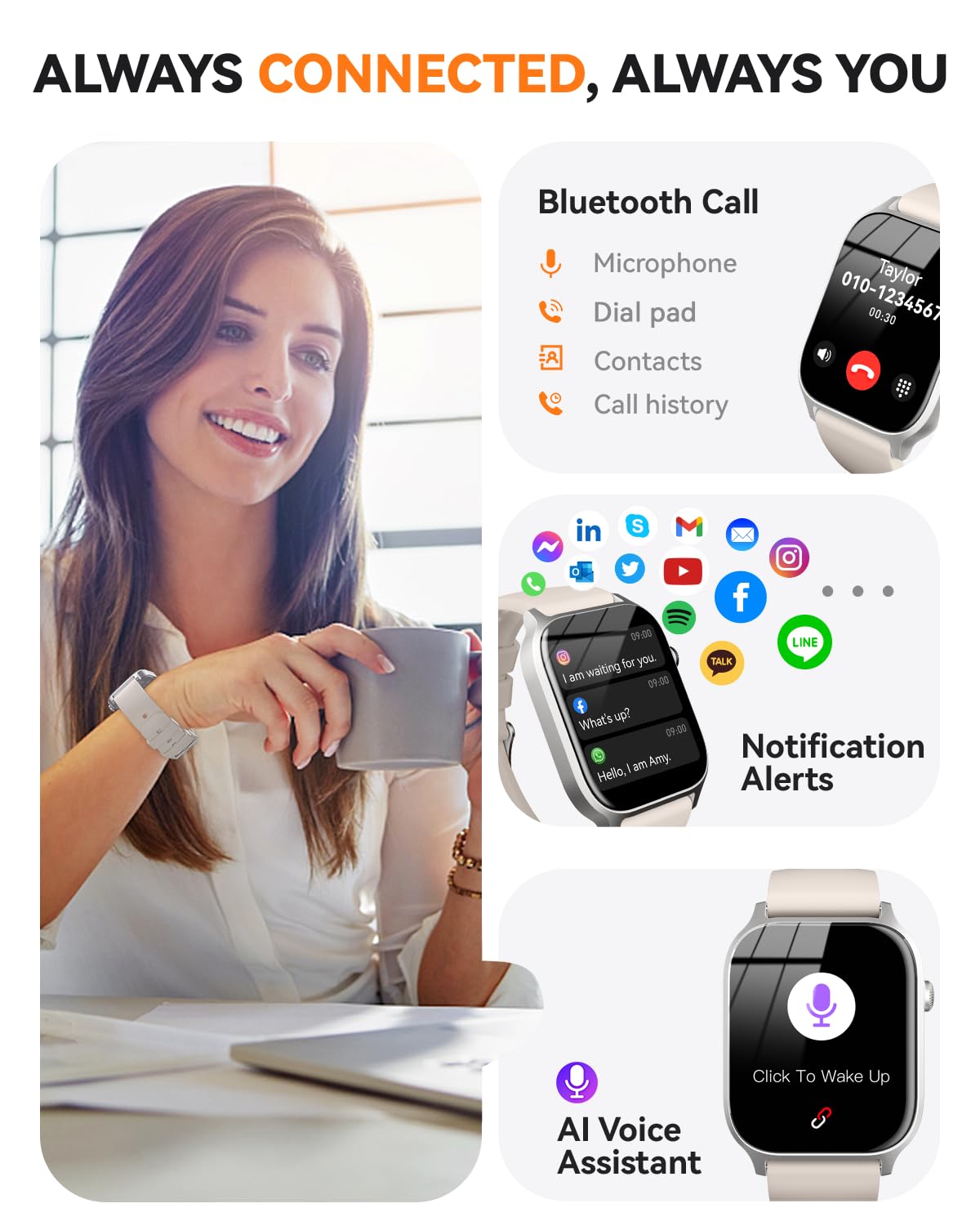 Smart Watch for Men Women- Answer/Make Call, 2026 IP68 Waterproof Fitness Tracker Watch with Sleep Step Counter Activity Smartwatch for Samsung Android iPhone iOS (Deep Burgundy, 1.83)