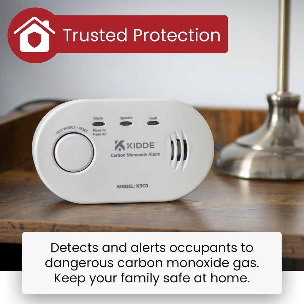 Kidde 5CO Carbon Monoxide Alarm and Detector with AA Batteries - 10 Year Sensor Life CO Alarm for Home